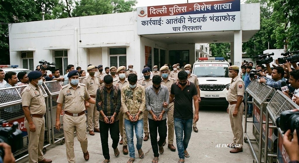 दिल्ली पुलिस की बड़ी कार्रवाई : ISI समर्थित आतंकी नेटवर्क का भंडाफोड़, दिल्ली-पंजाब से चार आरोपी गिरफ्तार